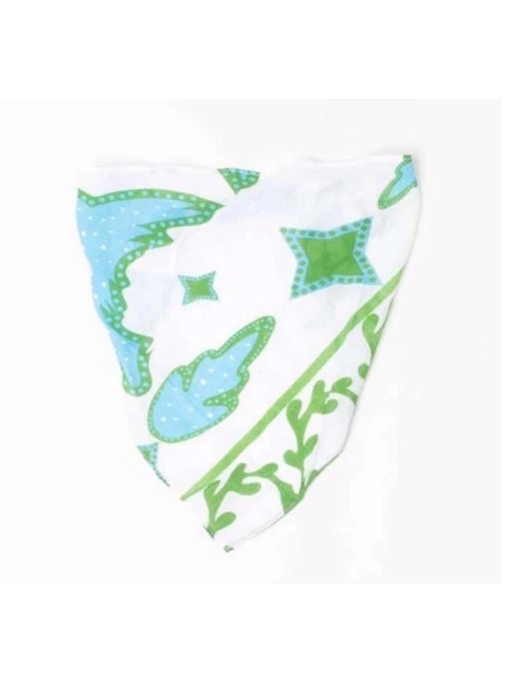 Antica Sartoria Women's Green & Light Blue Printed Triangle Scarf